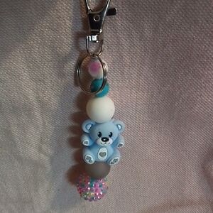 Blue Teddy Bead Keychain for Kids - Cute Mini Charm